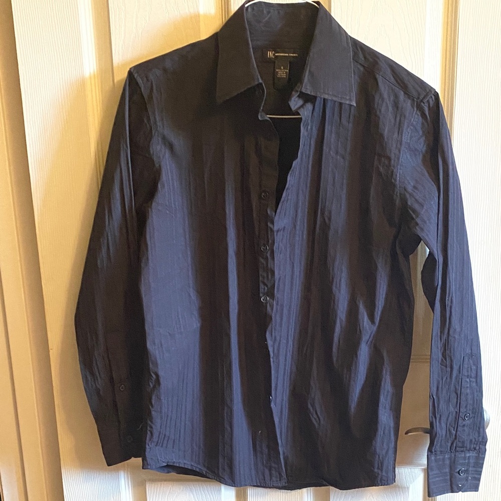 INC International Concepts Black Button-Up Shirt